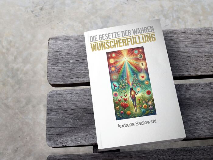 Das gedruckte Buch „Die Gesetze der wahren Wunscherfüllung“ von Andreas Sadlowski